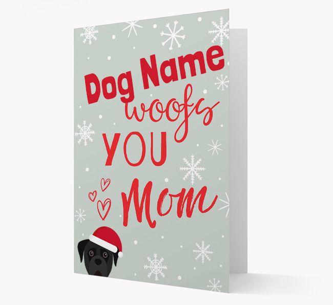 'I Woof You Mom' Card with your {breedFullName} Christmas Icon